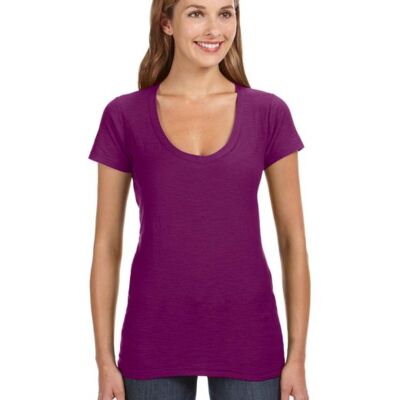 Ladies' V-Neck Slub T-Shirt Thumbnail